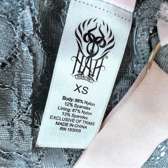 HAH Hot As Hot Got UR Back Gray Silver Lace Bra Size XS - Picture 8 of 13